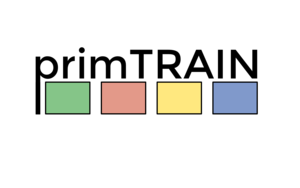PRIMTRAIN Logo PRIMTRAIN Logo: four squares in a row in slightly pastell green, red, yellow, blue; on top of the squares lower case "prim" and upper case "train"